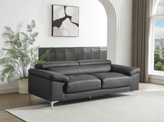 Vente-unique - Ledersofa 3-Sitzer - Anthrazit - SOLANGE