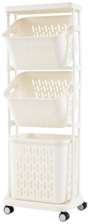 COSTWAY Wäschekorb, auf Rollen, Wäschekorbwagen mit 3 Körben & Griff