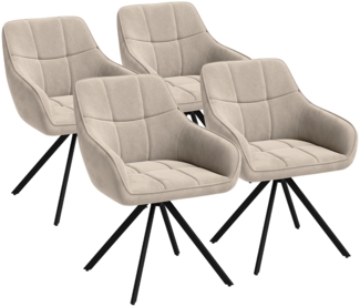 skølm 'Sköll' Esszimmerstühle, 4er Set, macchiato, gepolstert mit Samt-Bezug, höhenverstellbar & drehbar, Polsterstühle mit Armlehnen, bis 150 kg belastbar