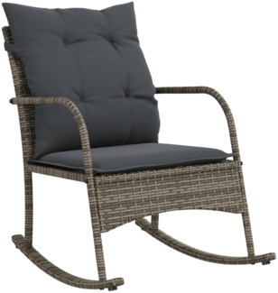 vidaXL Garten-Schaukelstuhl mit Kissen Grau Poly Rattan 369020