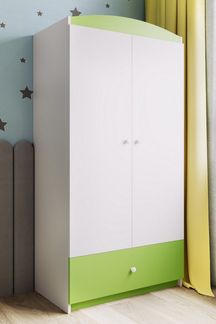 Raumhirsch Furniture Kinderkleiderschrank ohne Motiv - Kleiderschrank für Kinder (Kinderzimmerschrank in schlichtem Design, Mit Ablagefächern & Kleiderstange) modernes, minimalistisches Design, verschiedene Farben & Designs