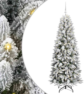 vidaXL Künstlicher Weihnachtsbaum mit 300 LEDs mit Ständer Weiß 180 cm 3396050