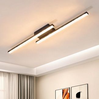 Nettlife LED Deckenleuchte warmweiß Schwarz 3000K Modern Kristall 12W Metall Deckenlampe 61.5CM, LED fest integriert, Warmweiß, für Flur Wohnzimmer und Esszimmer Schlafzimmer Küche und Büro