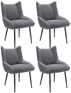 i@home Esszimmerstuhl Loungesessel Sofastuhl,Armlehnensessel Sessel,Teddy Samt (4 St), Grau