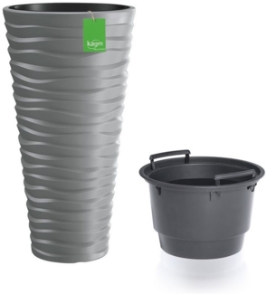 KAGM Pflanzkübel Blumenkübel Pflanzgefäß Wellen-Design 3D-Effekt (inkl. Pflanzeinsatz)