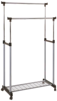 Rollgarderobe Duo / Double , Kunststoff, Metall , Grau , 95 x 170 x 43 cm