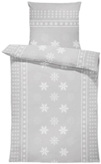 One Home Bettwäsche Schneeflocken, Biber, 4 teilig, Kristalle, kuschelig flauschig warm weich Winter Normalgröße