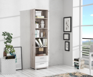 Forte Möbel 'Beach' Bücherregal, Sandeiche/weiß, mit Schubladen, ca. 200 cm hoch