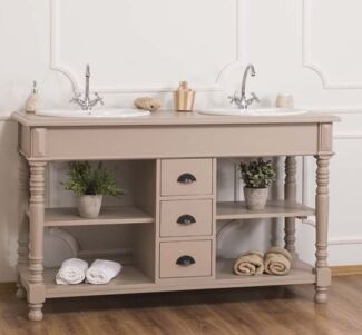 Landhaus Waschtisch Shabby graubeige, inkl. Becken