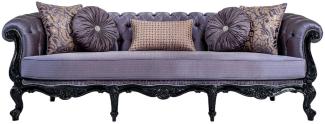 Casa Padrino Luxus Barock Sofa Lila / Schwarz - Handgefertigtes Wohnzimmer Sofa mit dekorativen Kissen - Barock Wohnzimmer Möbel