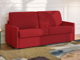 Schlafsofa 2-Sitzer CALIFE - Stoff - Rot - Liegefläche: 120 cm - Matratzenhöhe: 14 cm