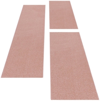 Carpettex Kurzflor-Bettumrandung Unicolor - Einfarbig, Höhe 11 mm, (Bett-Set, 3-tlg, Bettvorlage), Schlafzimmer Teppich Bettumrandung Läufer Set 3 teilig