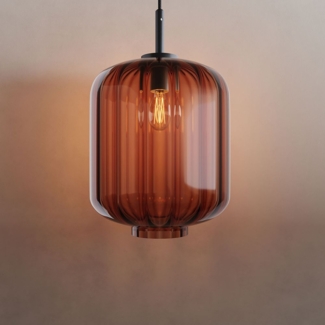 s.luce Velo Glas-Pendelleuchte Aufhängung 150cm Schwarz Braun Ø 25cm