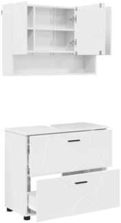 vidaXL Badezimmermöbel Set 2 pcs Hochglanz-Weiß 76,5 x 35 x 64 cm 3393017