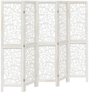vidaXL 5-tlg. Raumteiler Weiß Massivholz Paulownia 358741