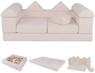 COSTWAY Kindersofa, 9 Teile, 9-teiliges Modulares Spielsofa aus Schaumstoff