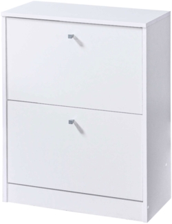 Schuhschrank Schuhkommode 60x29x79cm 2 Klappen weiß