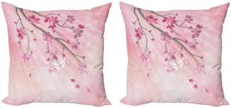 Abakuhaus Kissenbezüge Modern Accent Doppelseitiger Digitaldruck, (2 Stück), Rosa Baum-Zweig mit Blumen
