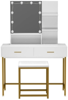 HOME DELUXE Schminktisch KYLIE - 130 x 80 x 40 cm, einstellbare LED Beleuchtung & Stauraum I Frisiertisch