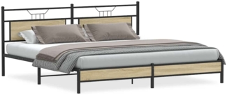 vidaXL Metallbett ohne Matratze Sonoma-Eiche 200x200 cm 3325119