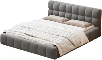Polsterbett 140 x 190 cm – Jugendbett mit weicher Rückenlehne und Lattenrost, Leinen Beige (Matratze nicht enthalten)