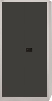 BISLEY Universal Flügeltürenschrank abschließbar - Stahlschrank mit 3-Punkt-Schloss, Tiefe: 50 cm - Werkstattschrank aus Metall mit 4 verzinkten Fachböden für 5 Reihen - Farbe: lichtgrau/anthrazit, HC782S4G-525
