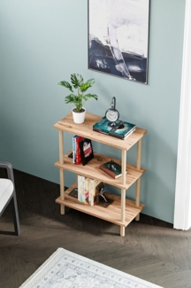 Bücherregal mit 3 Böden und Holzfüßen 45 x 30 x /74 cm Spanplatte Braun 89866656 [en. casa]
