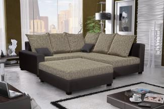 Ecksofa Sofa NINA inkl. Hocker Braun / Cappuccino Ottomane Rechts