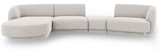 Micadoni Modulares Sofa Miley mit Recamiere 4-Sitzer Links Chenille Hellgrau