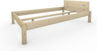 Pfostenbett Massivholzbett (Fichte) "Daybett" 120 x 210 cm 38 cm Holzbett 300kg