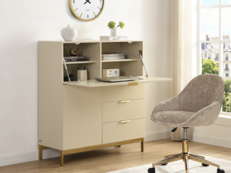 Vente-unique - Sekretär mit 2 Türen & 3 Schubladen - MDF & Metall - Beige - ERWIN