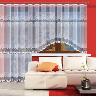 HAFT Gardine mit Kräuselband Fertiggardine Bogengardine Weiss Modell 22150, Kräuselband