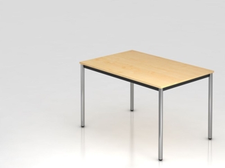 Besprechungstisch DR12 120x80 cm 4-Fuß Ahorn Gestellfarbe: Chrom