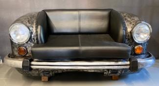 Casa Padrino Designer Autosofa Schwarz / Grau / Silber 158 x 83 x H. 70 cm - Wohnzimmer Sofa im Auto Design - Wohnzimmer Auto Möbel