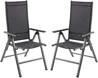 Gartenstuhl 2er Set IRIS - Kunststoff, Schwarz | Hochlehner Wetterfest Gartenstühle Outdoor Essstühle