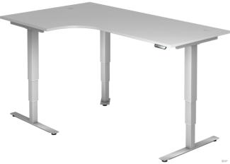 mcbuero. de Schreibtisch 200x120x62-127cm grau/silber elektrisch höhenv