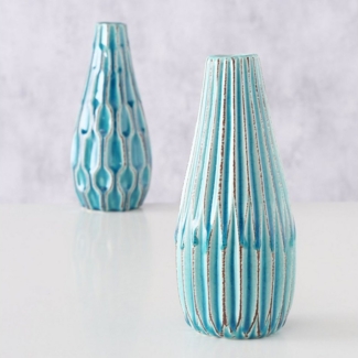 BOLTZE Tischvase Boltze, 2er-Set Vase Lenja, türkis blau