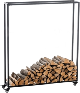 DELUKE® Kaminholzregal innen Metall BETTA - mit Rollen, 25x100x150 Brennholzregal innen Kaminholzständer Kaminholzhalter Feuerholzregal Innen Holz stapeln Wohnzimmer