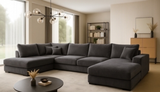 Ecksofa FABIO 328x182 cm mit Schlaffunktion, Bonellfederkern und Bettkasten