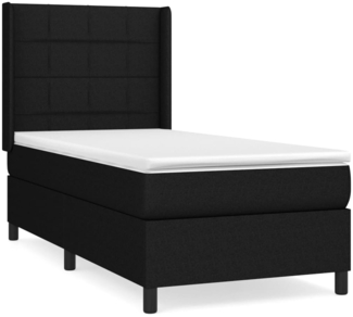 vidaXL Boxspringbett mit Matratze Schwarz 80x200 cm Stoff, Härtegrad: H2 [3131387]