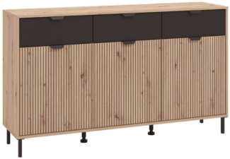 Home affaire Kommode Mayenne Sideboard, Schubladenschrank, Kommode, Anrichte, Breite 157cm, Wohnzimmermöbel, Schlafzimmermöbel, mit Drehtüren und drei Schubladen