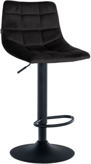 DELUKE® Barhocker DUBAI - Schwarz, Samt, Schwarz Barhocker mit Lehne Barstuhl Tresenhocker Tresenstuhl Kneipenhocker Kneipenstuhl