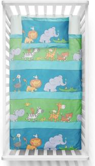 LINKHOFF Babybettwäsche Bettwäsche 100x135 cm - Zootiere - Renforcé Bettwäsche Kleinkinder, Atmungsaktiv, Mit Reißverschluss, 100% Baumwolle