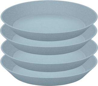 Koziol Tiefer Teller Connect Plate 4er Set, Suppenteller, Biozirkulärer Kunststoff, Nature Flower Blue, 24 cm, 7143716