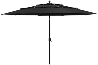 vidaXL Sonnenschirm mit Aluminium-Mast 3-lagig Schwarz 3,5 m 313882