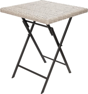 BRUBAKER Gartentisch Lugano - 58x58 cm Balkontisch wetterfest aus Polyrattan & Metall (1-St, Beistelltisch klappbar - Campingtisch eckig), Klapptisch für Balkon, Terrasse - Bistrotisch - Grau/Beige