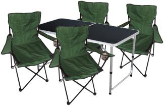 5-tlg. Camping Set Gartenmöbel Campingtisch + 4 x Anglersessel Grün