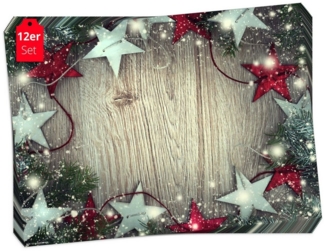 Tischsetmacher Platzset Tischsets I Platzsets - Weihnachten - Weihnachtssterne rot-silber, (aus Naturpapier in Aufbewahrungsmappe, 12-St, 44 x 32 cm / rot), Made in Germany