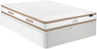 Vente-unique - Bett mit Bettkasten - 160 x 200 cm - Weiß - Hybridmatratze 7-Zonen Taschenfederkern & Memoryschaum - Höhe 28 cm - MEYANI von YSMÉE