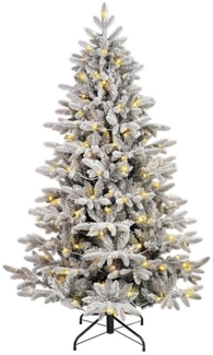 Salcar Künstlicher Weihnachtsbaum Künstlicher Weihnachtsbaum Schnee Tannenbaum mit Beleuchtung Warmweiß, 180 cm, mit 1230 Zweigen (573 PE + 657 PVC) und 300 LEDs
